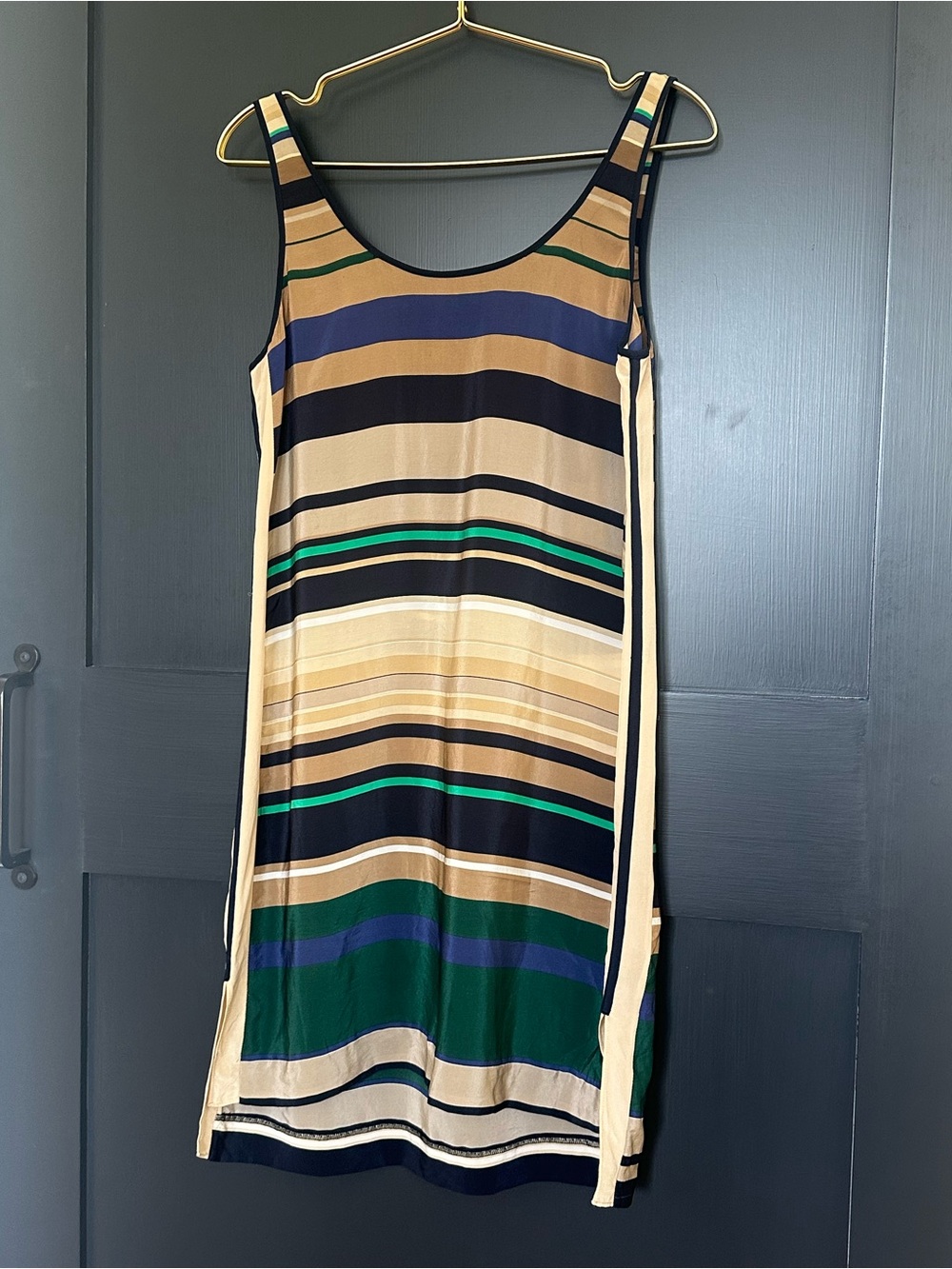CLUB MONACO 100% Silk Striped Sleeveless Shift Dress / size 0